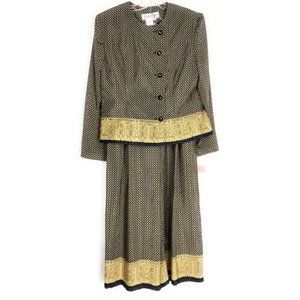 Maggy Boutique Womens Skirt Suit Gold 2Pc 5 Button Size 16 NWT